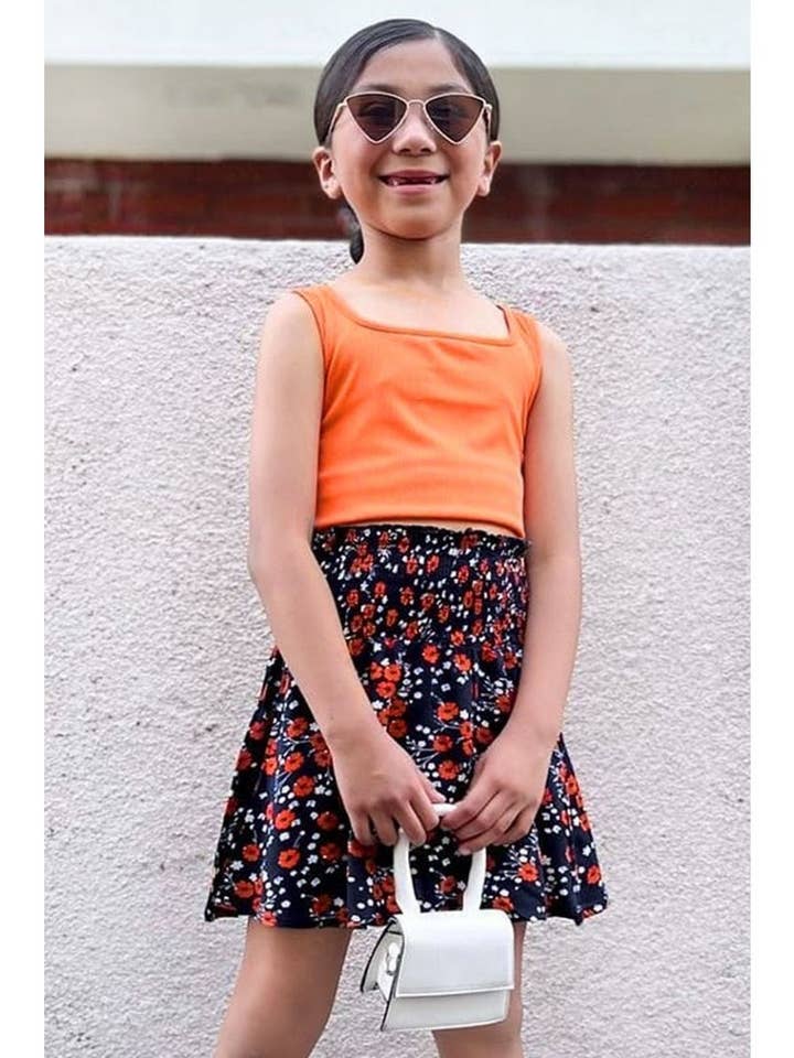 Set de faldas TKSS-3046T-UMI06 para niños pequeños de 2 piezas con coletero para venta al por mayor de Cutie Patootie Clothing