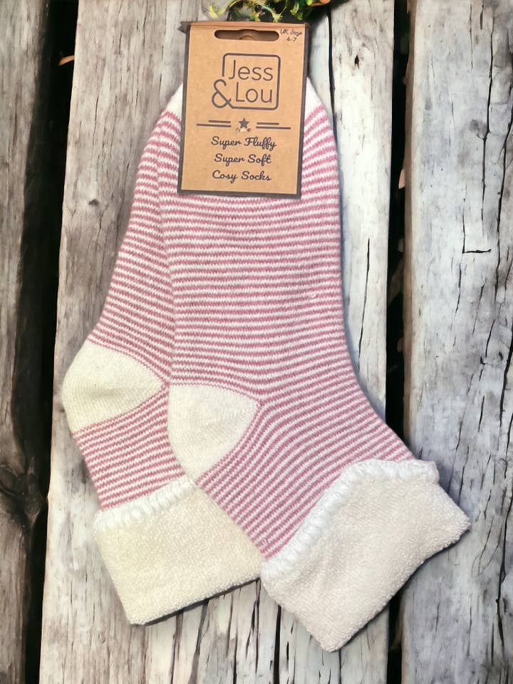 Jess & Lou - Wholesale Socks – Women's - Striped Super Cosy Cuff Socks 3