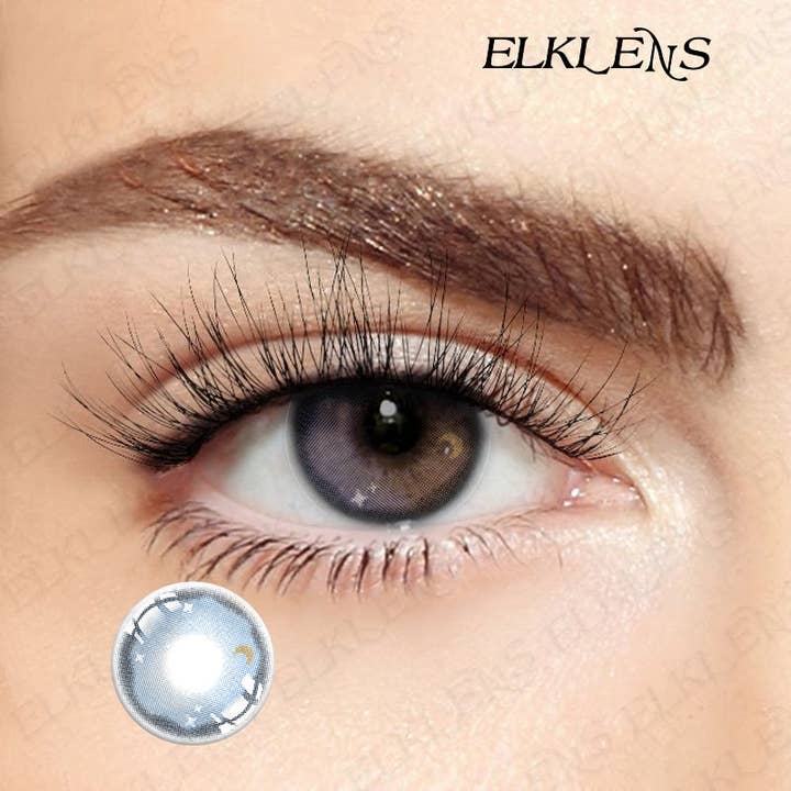Prescription de contact colorée ELKLENS Moon&Stars Blue pour la vente par ELKLENS