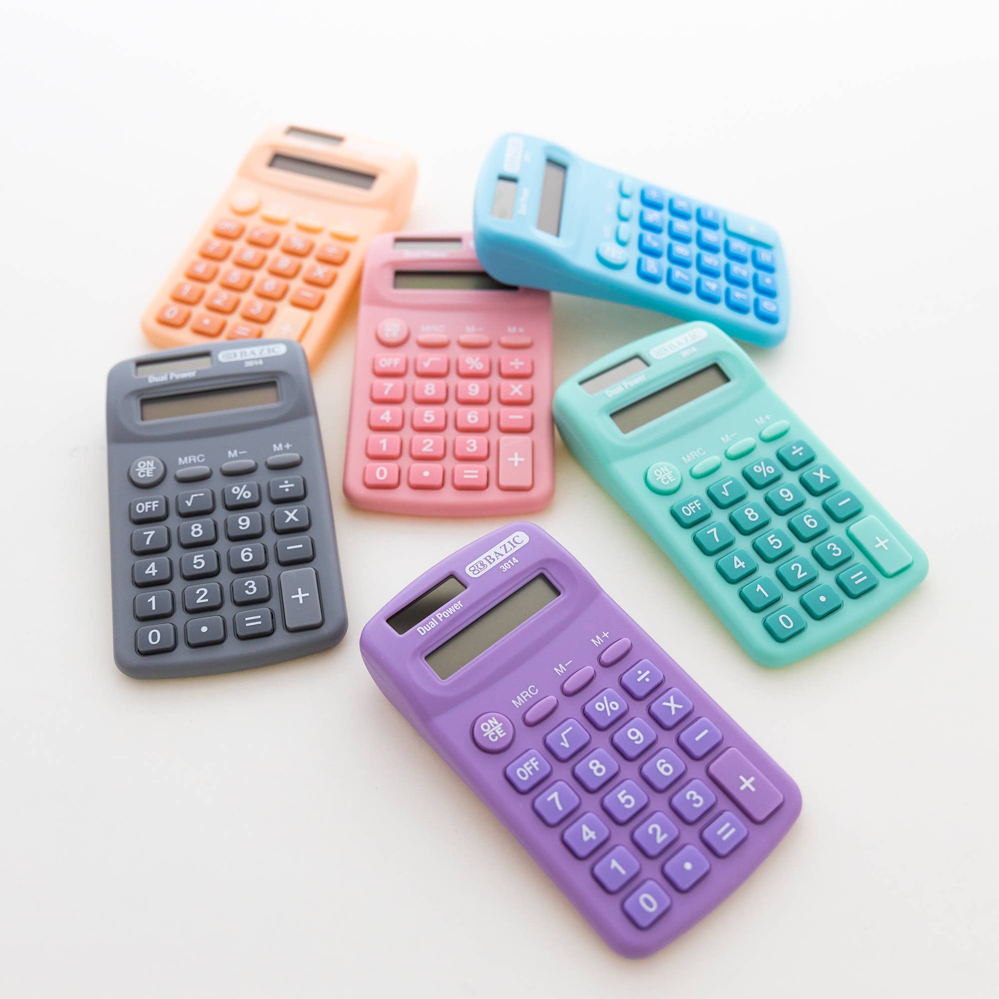 BAZIC Products - Wholesale Calculator - Pocket Size Pastel Calculator 8-Digit Dual Power6
