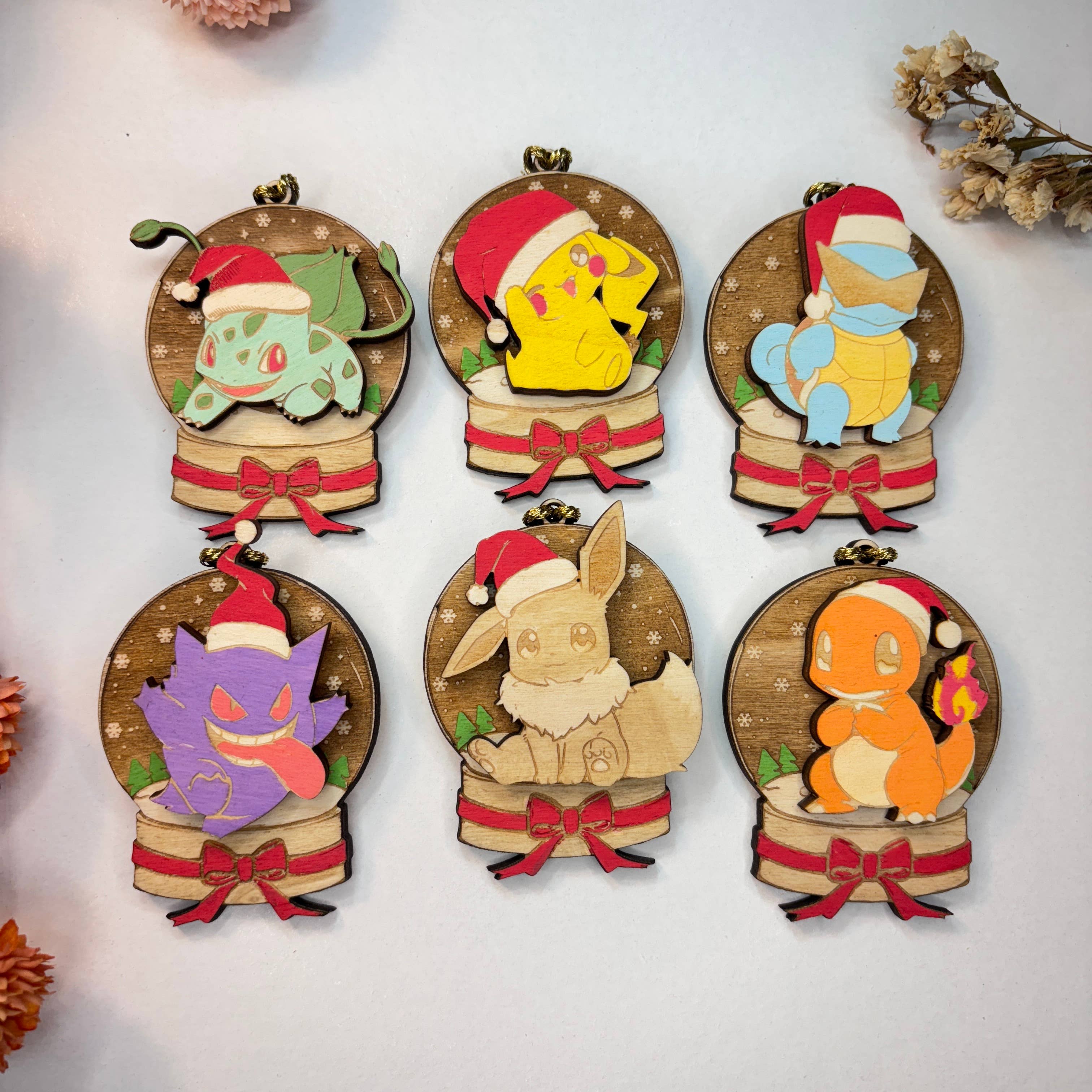 Studio Rima - Wholesale Ornament Set - Pokémon Christmas Ornaments - 30pcs - Wooden Ornaments