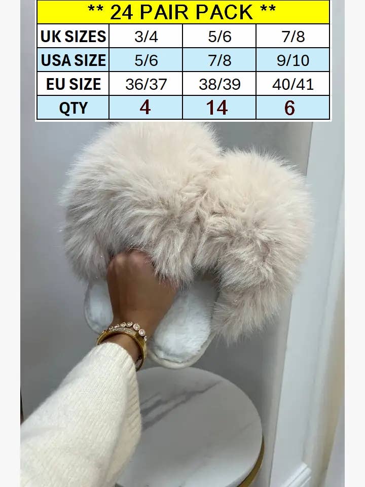 No Doubt Shoes - Wholesale Slippers - Women's - Extreme Oversized Faux Fur Fluffy Slippers (24 PAIRS)10