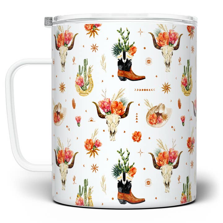 Country Western Desert Floral Boho Insulated Travel Mug for wholesale by Loftipop