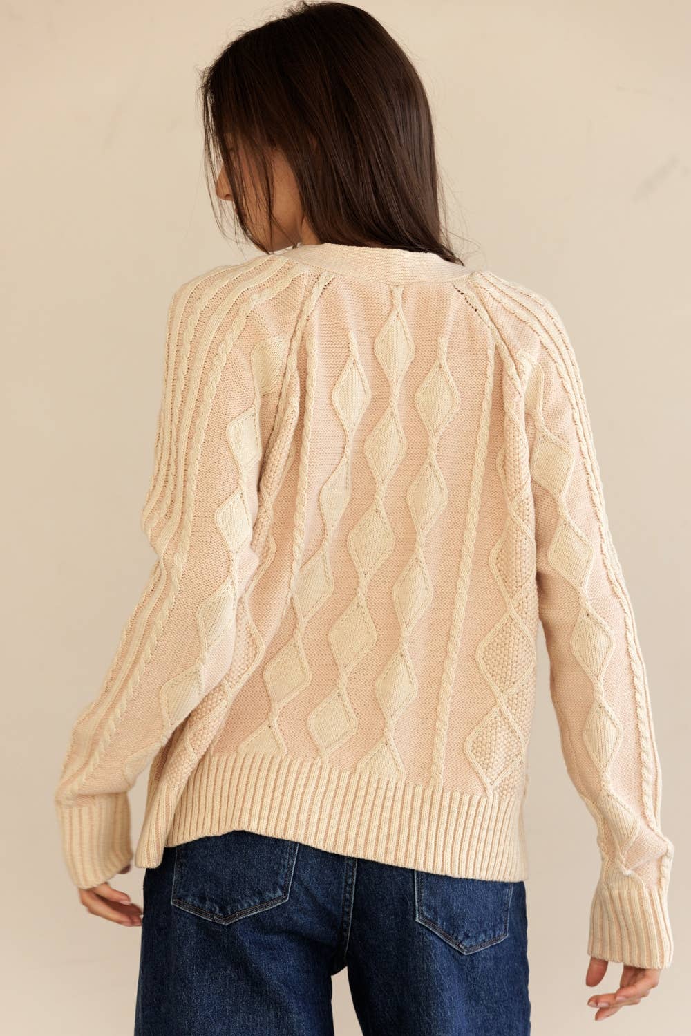 STORIA - Vente Cardigan – femme - JT7252-GILET À BOUTONS EN MAILLE CÂBLÉE4