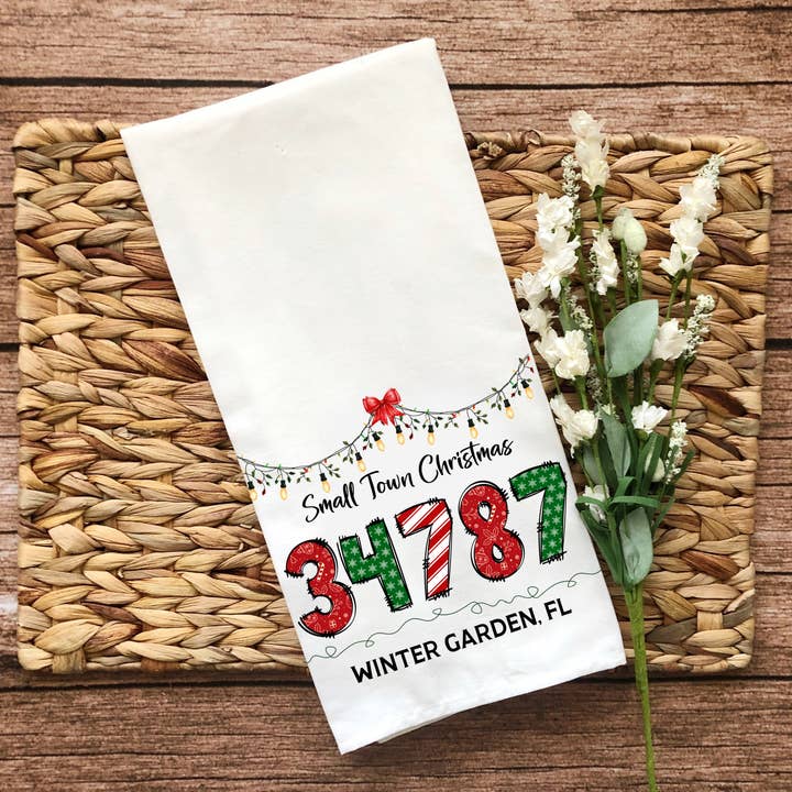 Weihnachten Kleinstadt Postleitzahl Waffel Geschirrtuch für den Großhandel von Driftwood Market Wholesale