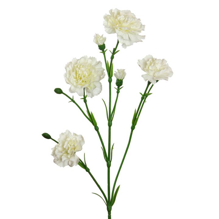 Floratexx - Wholesale Artificial Flowers - Carnation spray x9, 62 cm white