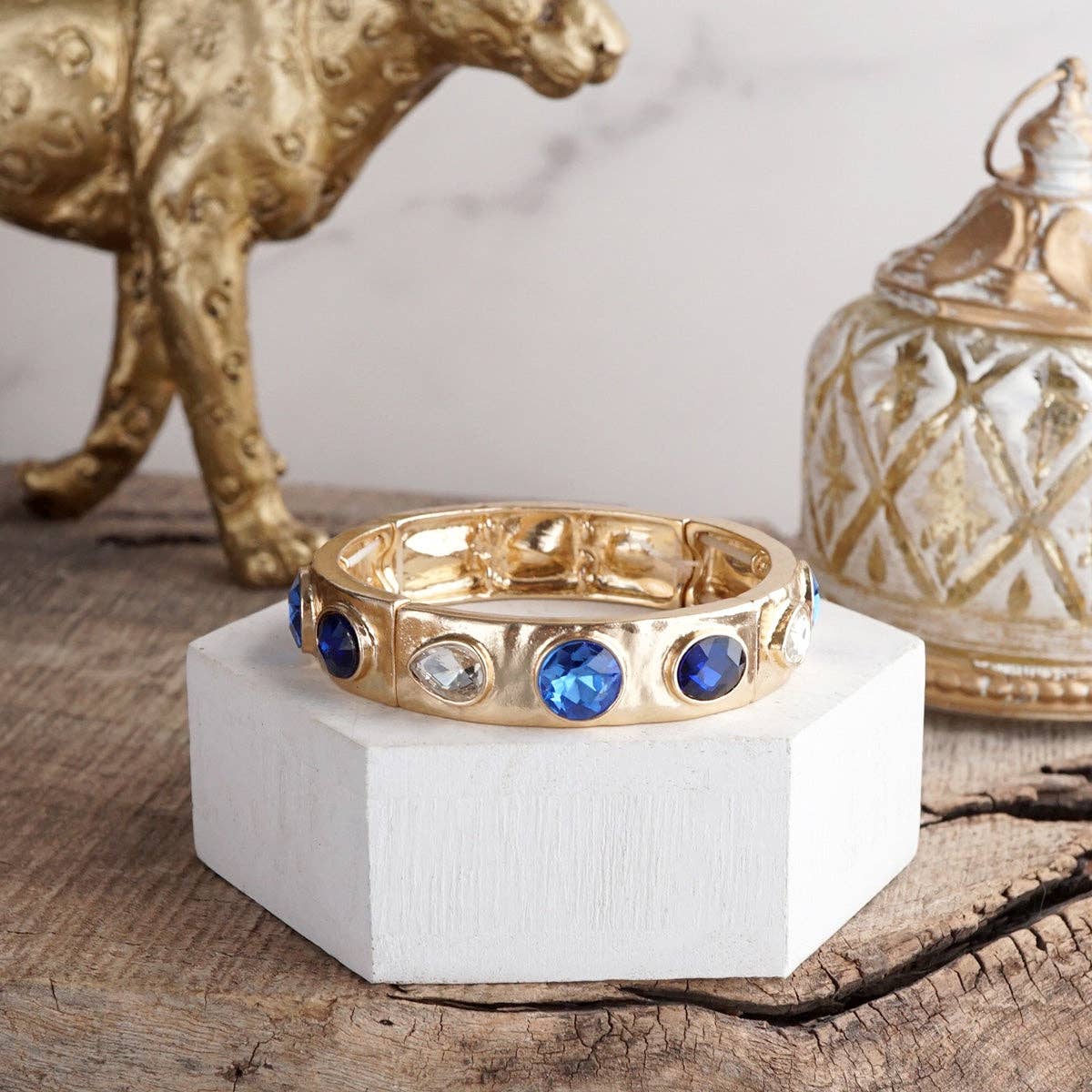 PennyLine inc - Wholesale Bangle Bracelet - Sparkly Crystal Stretch Bangles – Gold Tone with Color Options0