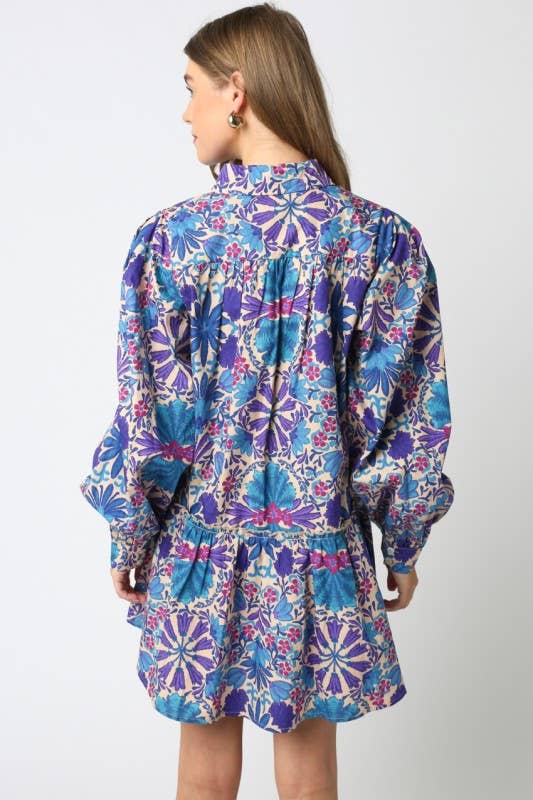 Creme-Lila Rio Mar Puffärmel-Kleid für den Großhandel auf Faire2