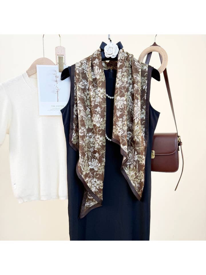 Scarvii - Brown Boho Floral Print Scarf for wholesale by Funkyrel® Atzbranding Limited