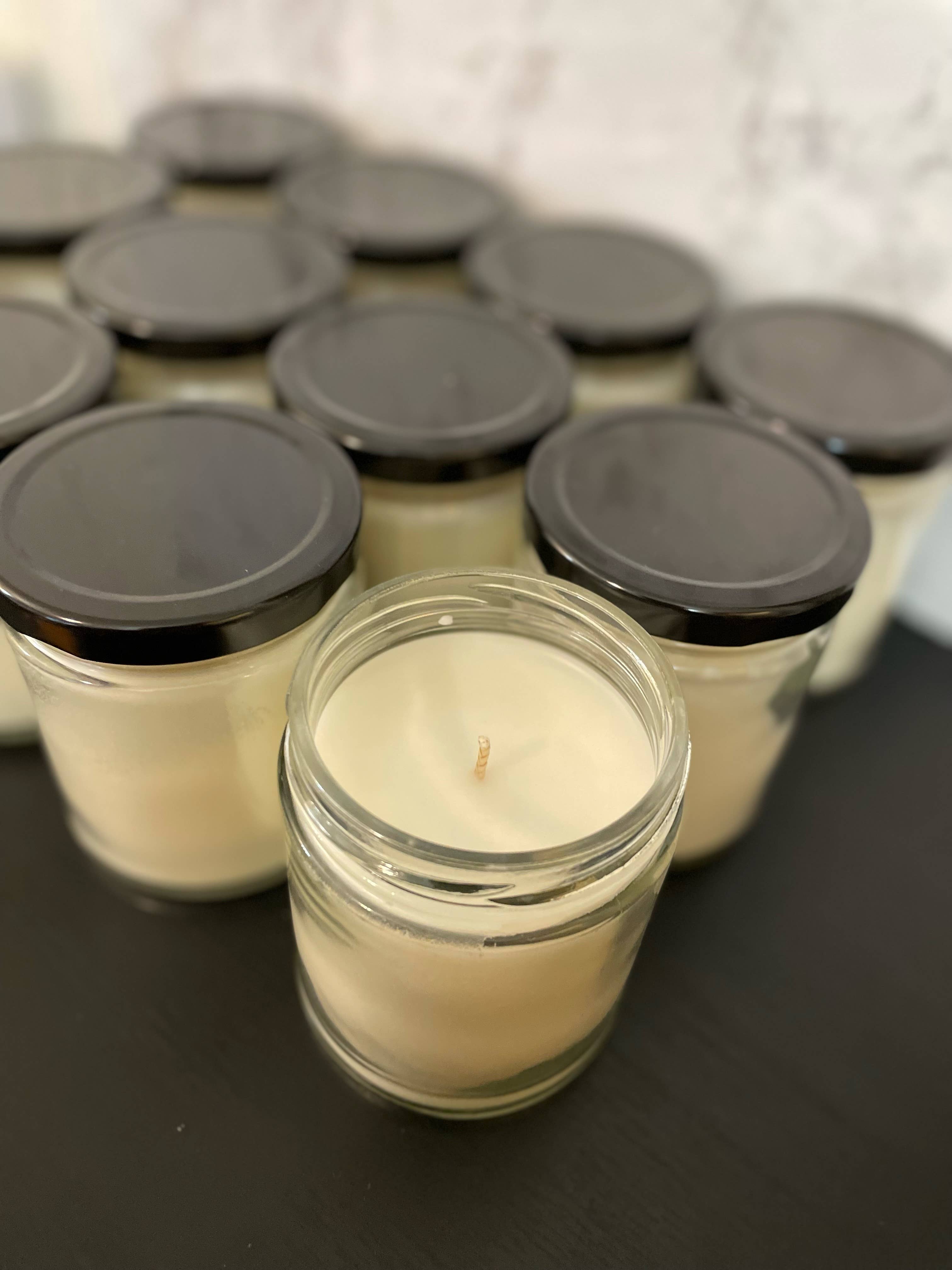 Hallowick Candle Company - Wholesale Jar/Filled Candle - 7 oz Unlabeled Soy Clear Candle - Private Label Candles1
