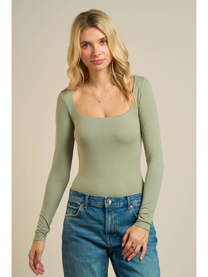 ANWND - Wholesale Bodysuit - Women's - 53718 - SQUARE NECK LONG SLEEVES SEAMLESS BODYSUIT 19