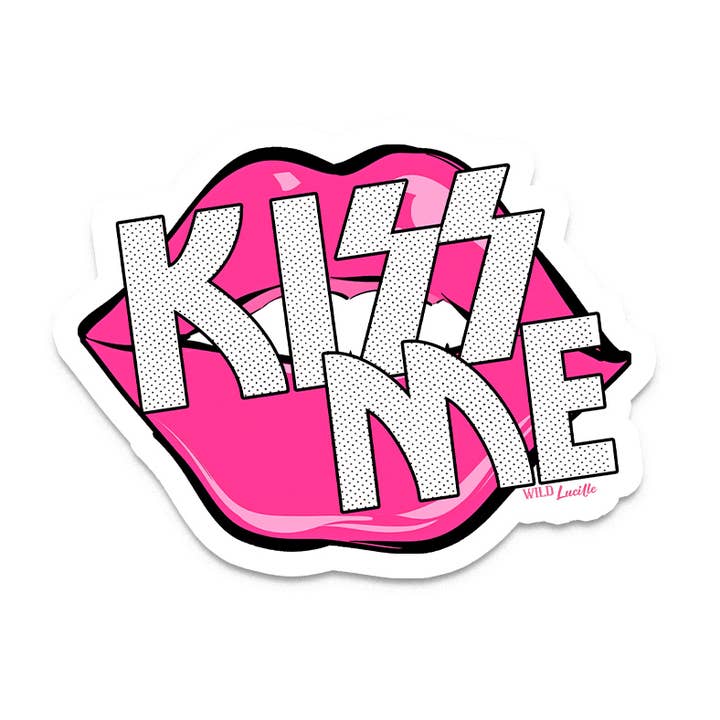 Pink Kiss Me Lips - Adesivi decalcomanie per la vendita all'ingrosso da parte di Wild Lucille x Decal Barn