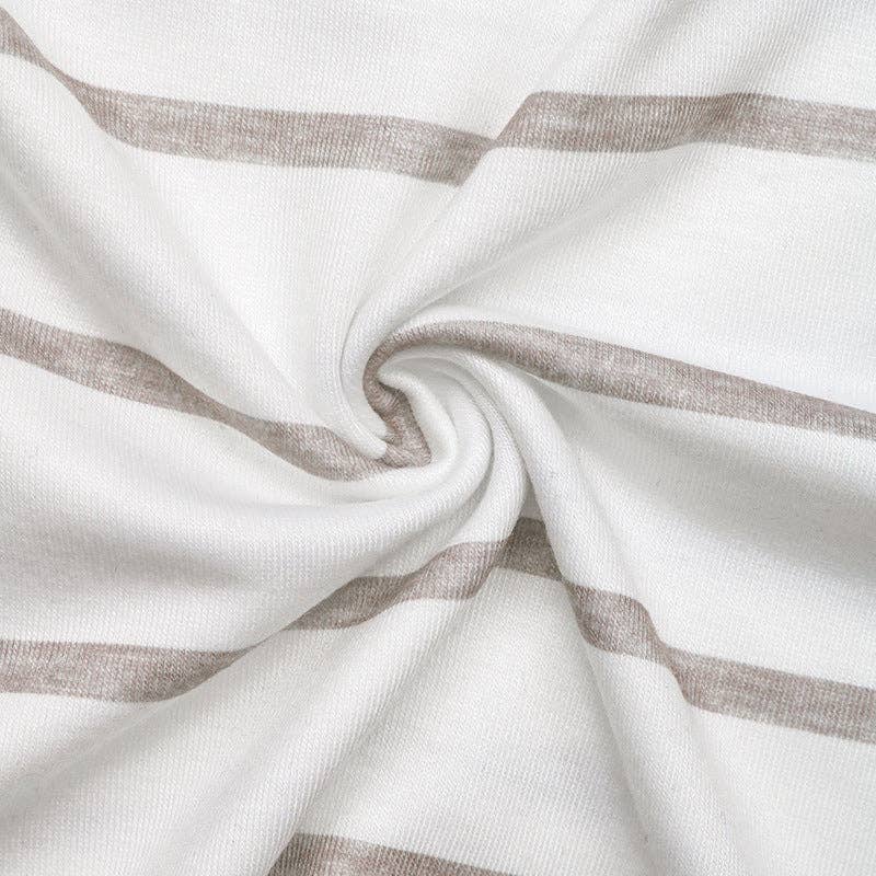 Khaki Retro Striped Long Sleeve T-Shirt for Women Casual Layering Top for wholesale on Faire8