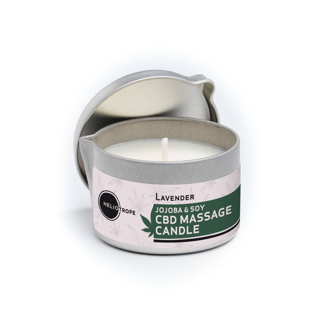 Heliotrope - Venta al por mayor Aceite de CBD - Uso tópico - Vela de masaje con CBD, jojoba y cera de soja - NUEVO TAMAÑO0