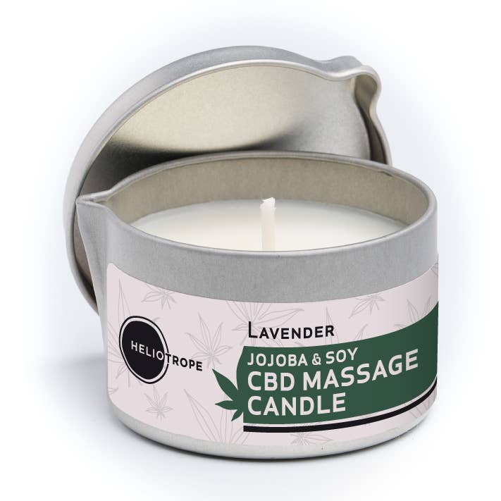 Vela de Masaje de Cera de Soja y Jojoba con CBD - NUEVO TAMAÑO para venta al por mayor de Heliotrope
