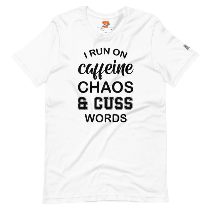 Caffeine, Chaos & Cuss Words Kurzärmliges Unisex-T-Shirt für den Großhandel von InsensitiviTees