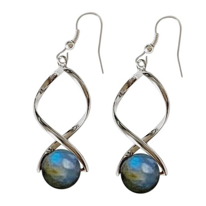 Labradorite Bead Earrings 10mm for wholesale by Artisans de Madagascar