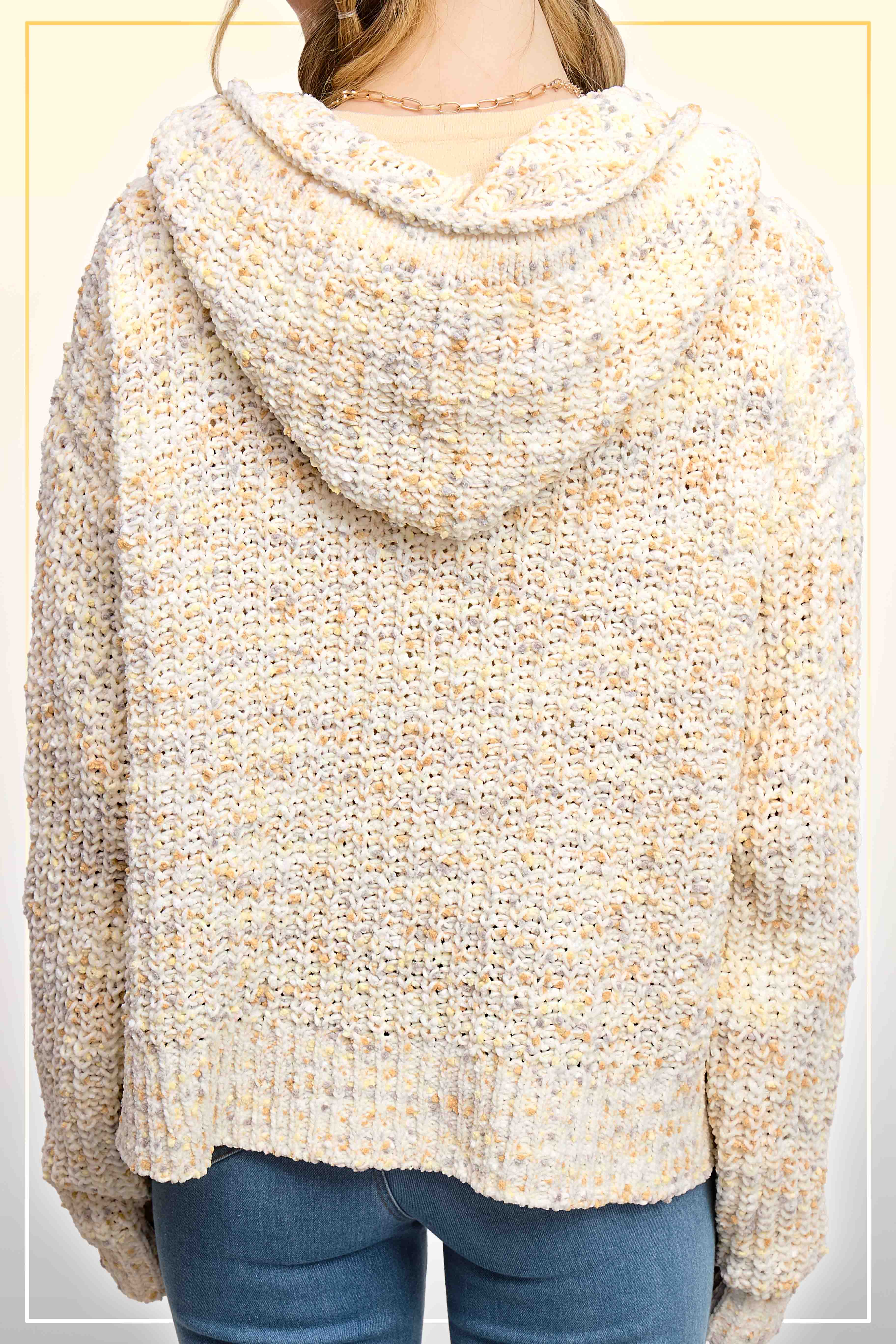 La Miel - Wholesale Hoodie - Women's - JCS3569-Multi Color Confetti Zip-Up Hoodie Sweater10