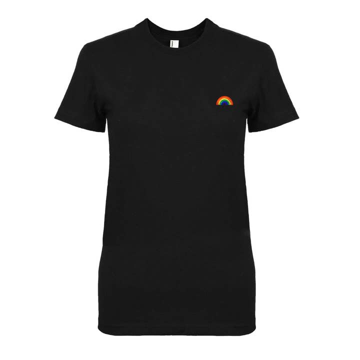 Dalix – wholesale T-shirt (utan tryck) – Dam – Dam Regnbåge Broderad T-Shirt Mjuk Bomull Kort