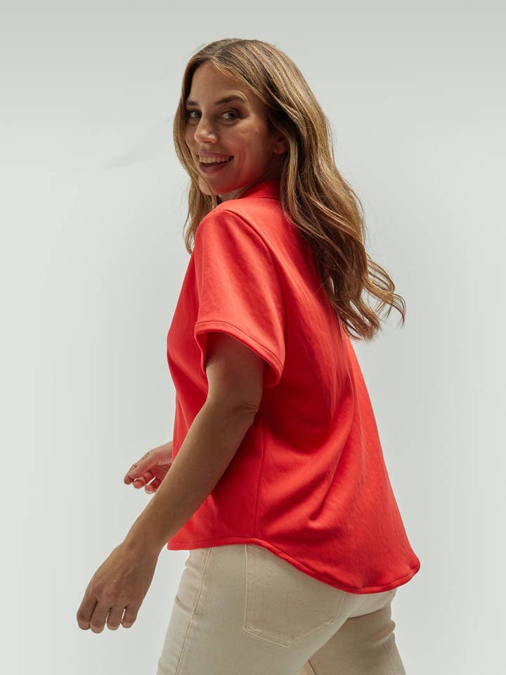 Sepiia - Wholesale Button Down Shirt - Women's - Cardio red bowling shirt ∞