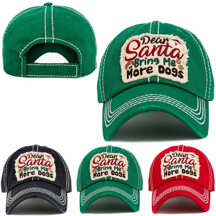 Dear Santa Bring Me More Dogs Vintage Ballcap for wholesale by KBETHOS