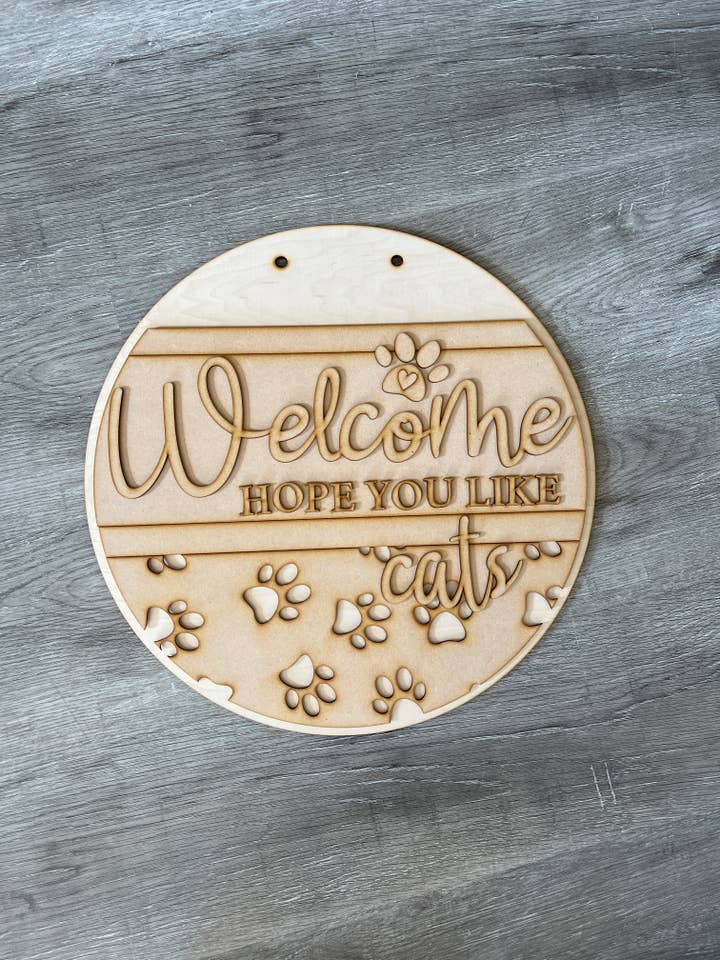 Panneau, Welcome like cats, accroche-porte, décoration d'intérieur, véranda pour la vente par Rustic Home Co LLC