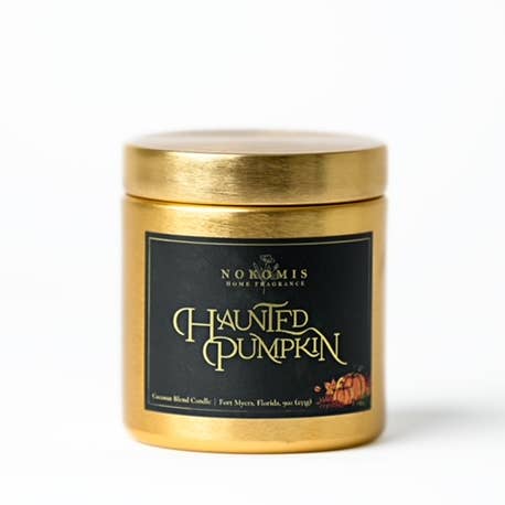 Fall Haunted Pumpkin 9oz Candle for wholesale by Nokomis Home Fragrance