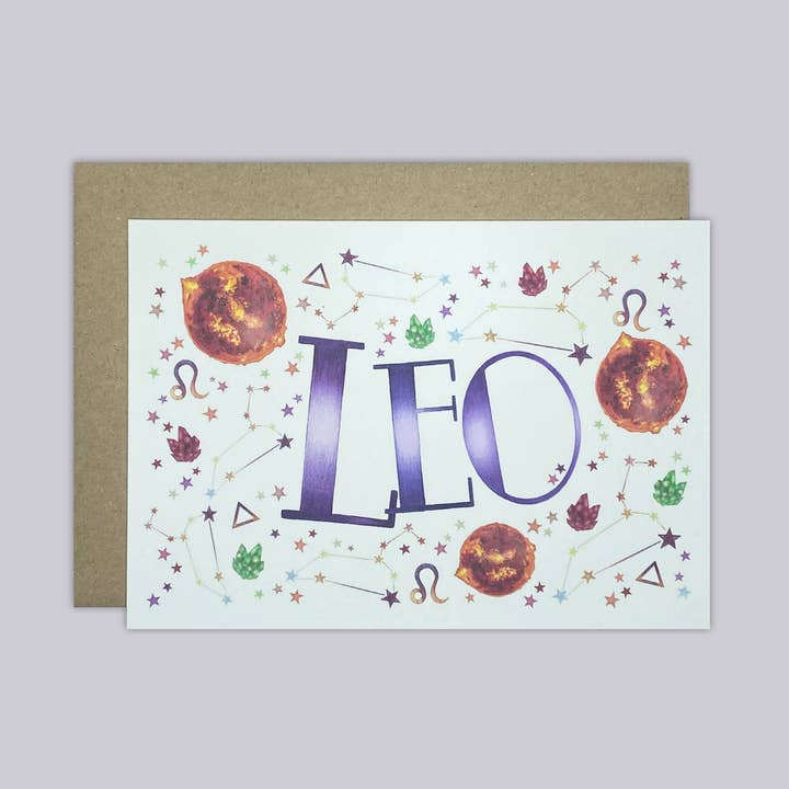 Leo Zodiac Card for wholesale by Autumn Bella Designs