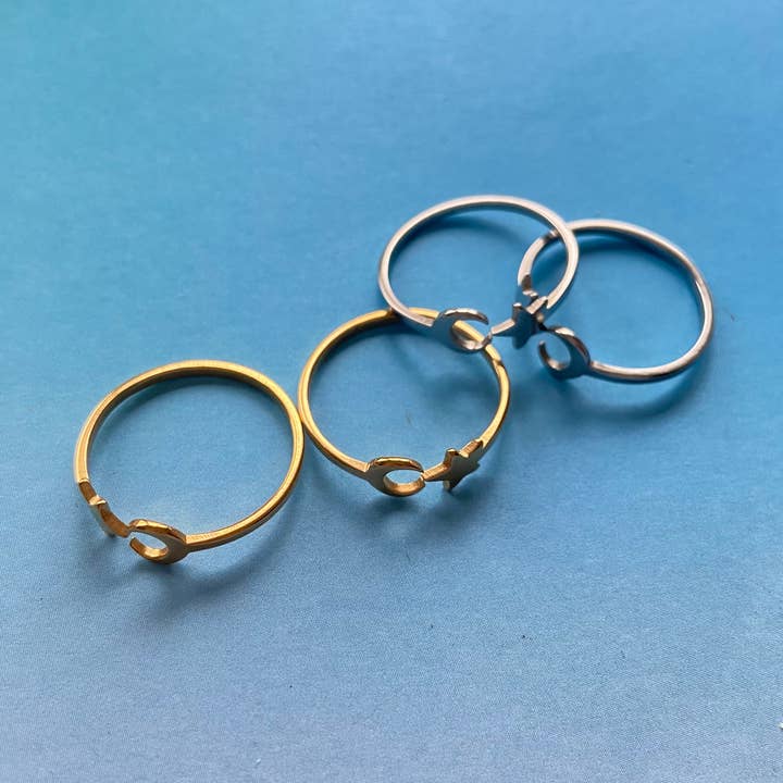 Moon & Star Adjustable Rings for wholesale by Sunstone Jewels