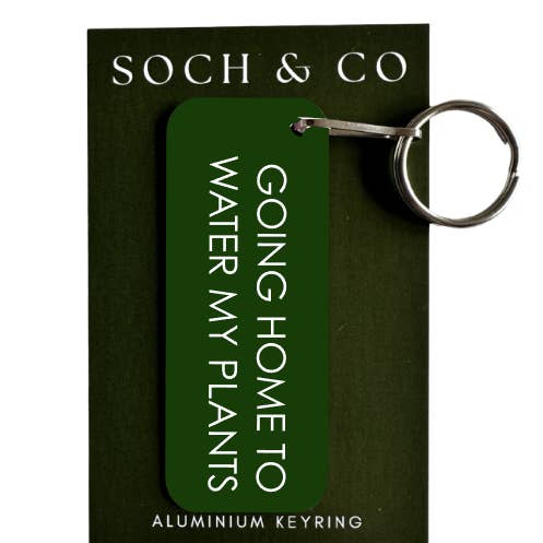 Going home to water my plants keyring for wholesale by soch and co