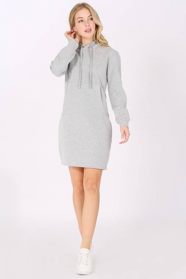 Color 5 - Vente Robe – femme - Robe-sweat à capuche à manches longues et doublure polaire uni18