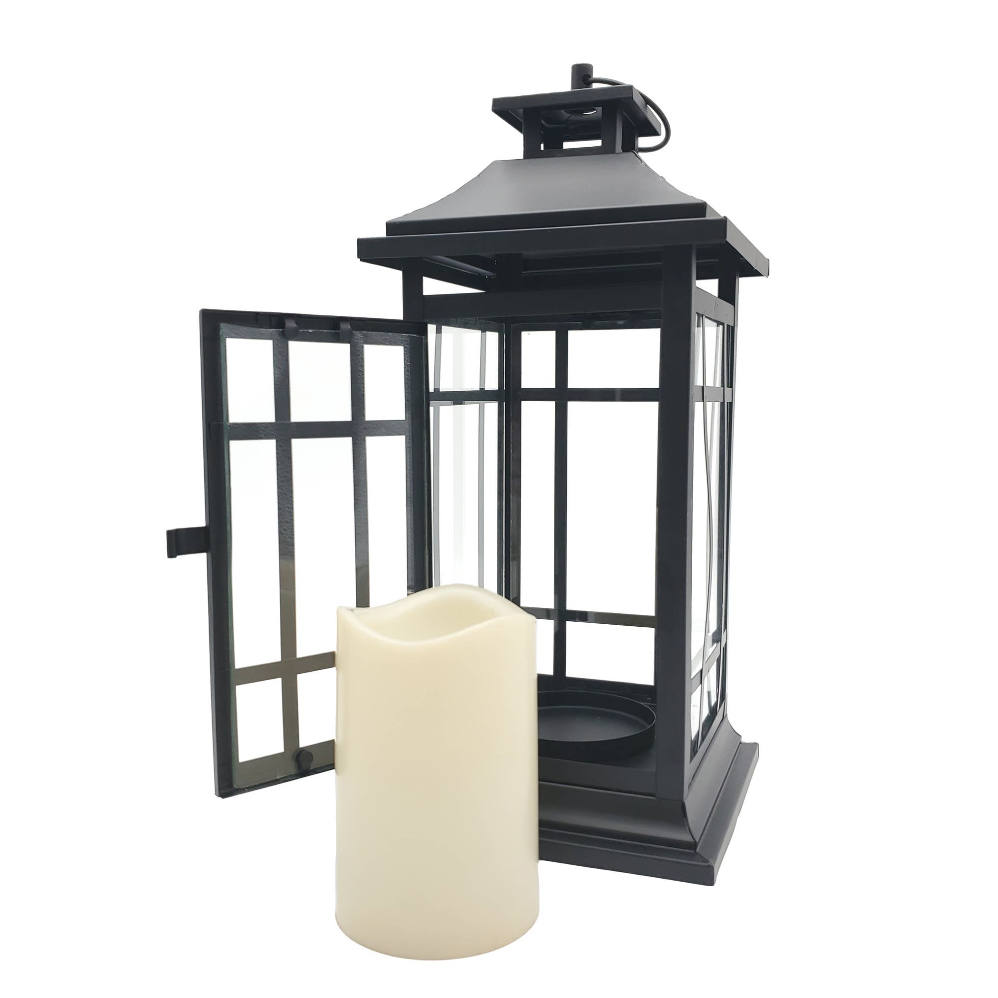 LumaBase - Wholesale Lantern - Battery Operated Metal Lantern with LED Candle - 14"1