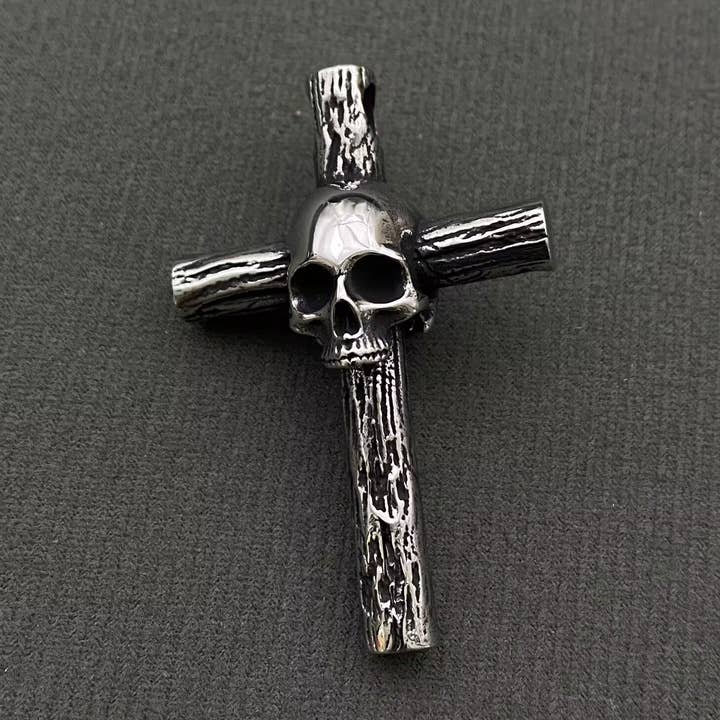 Ciondolo in Acciaio Inossidabile con Teschio e Croce - MJ/MNP per la vendita all'ingrosso da parte di Mio Queena