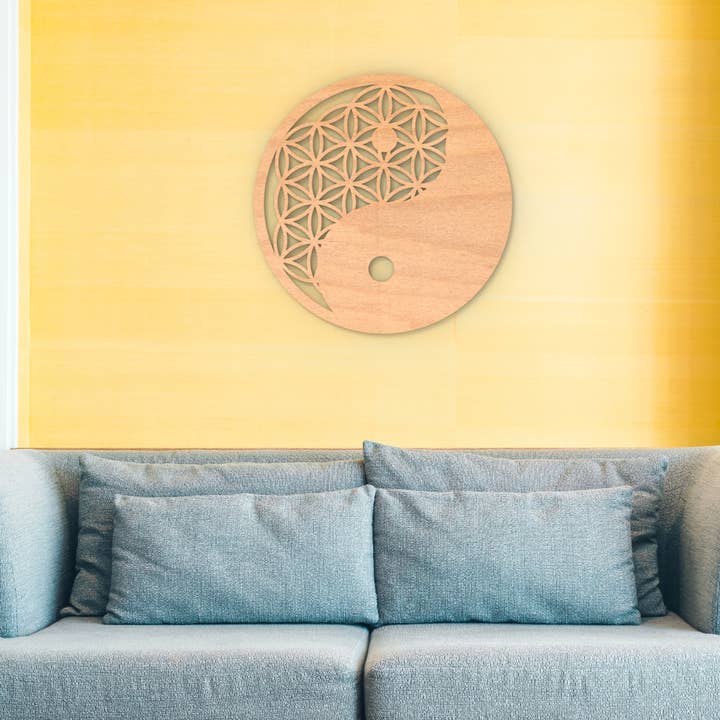 PeroWorx Designs - Wholesale Wall Accent - Yin Yang Flower Of Life Wood Wall Décor, Wall Art1