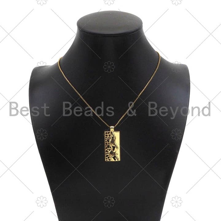 BestBeads&Beyond - Wholesale Individuele bedel/hanger - Holle voet op rechthoekige vorm hanger, 18K gouden charme, ketting armband charme hanger, 6x37mm, Sku #FH169