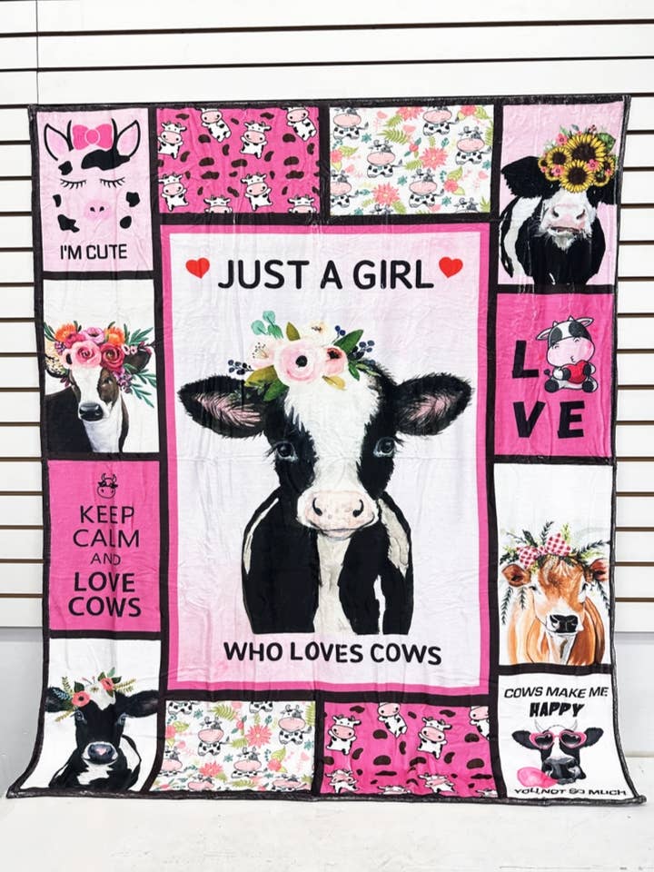 COW PRINT FLANNEL BLANKET for wholesale by DESHENG ENTERPRISE