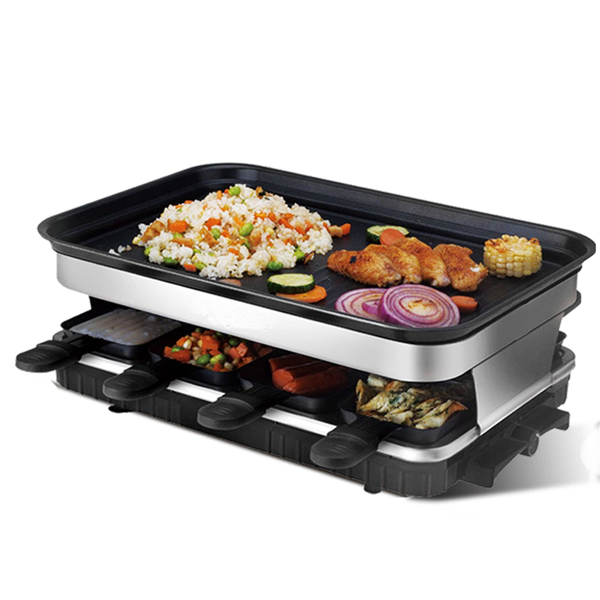 39F Inc. - Wholesale Kitchen Appliance - 1500W Raclette Grill for 8 - Non-Stick with 8 Mini Pans0