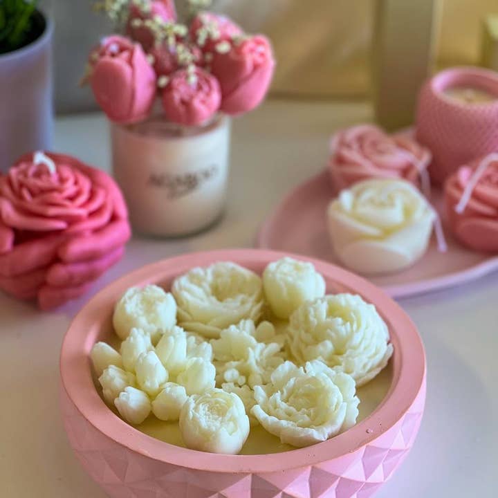 Grote botanische kaars in gipsen houder 5,7x20,3 cm voor wholesale door Agaboo Candle