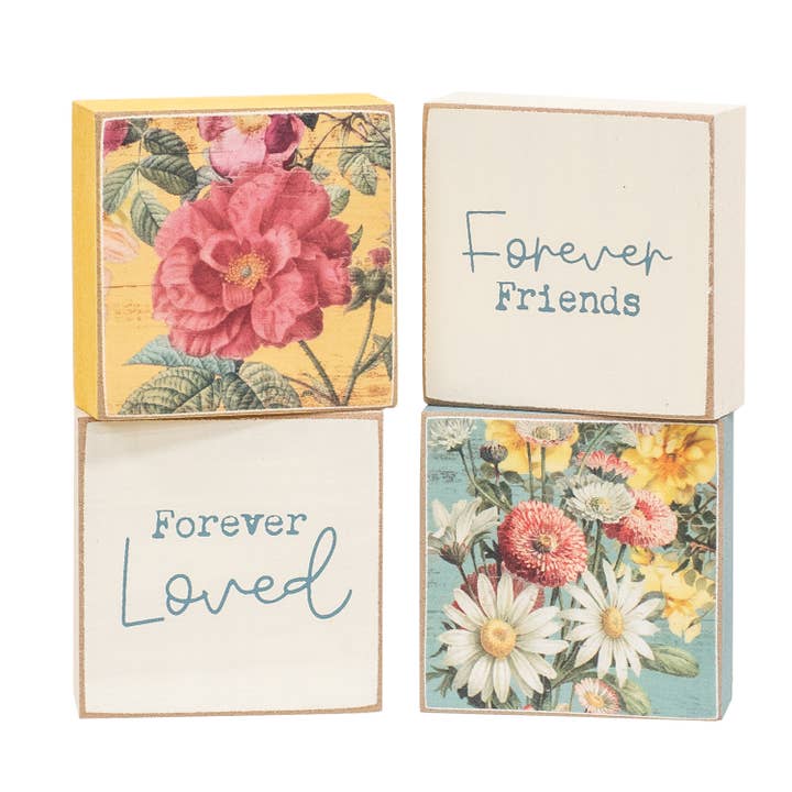 Vrienden Vintage Bloem 2” Vierkante Blok 4 Assorti voor wholesale door Col House Designs