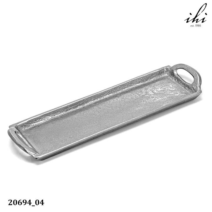 India Handicrafts Inc - Wholesale Decorative Tray - Textured Slim Rectangule Aluminum Handle Tray8