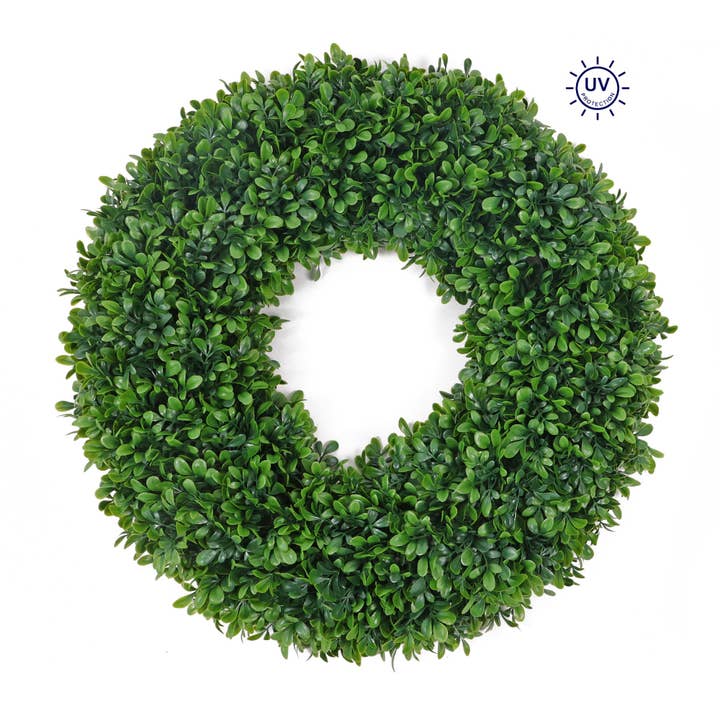 ES Essentials - Wholesale Wreath - Boxwood Wreath 22" Green with UV Protection