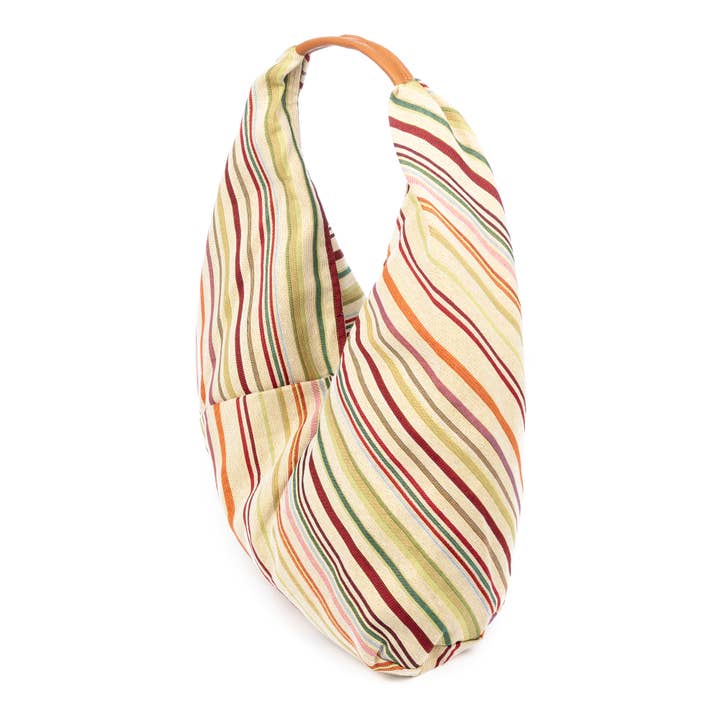 FIRENZE ARTEGIANI - Wholesale Shoulder Bag - Women's - Banzi Shopper cotton bag, with leather handle. Exclusive design.12