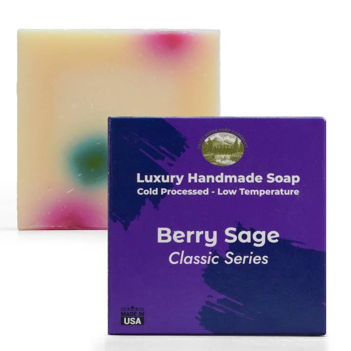 Berry Sage 5oz Soap Handmade Soap bar - Cherry Almond, oatmeal as exfoliant - Pure Essential Oil Natural Soaps- Anniversary Wedding Gifts Christmas stocking stuffer cherry blossom - Falls River Soap Company for wholesale by Falls River Soap Company