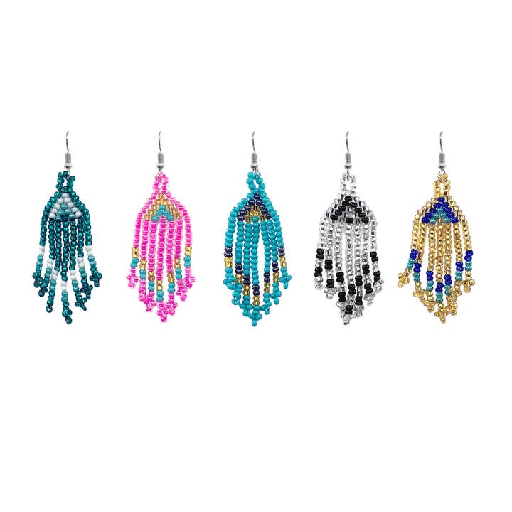 Mini Seed Bead Fringe Long Dangle Earrings for wholesale by Pichincha