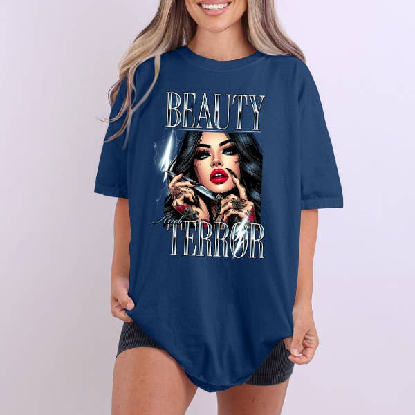 ***EXCLUSIVE***Beauty & Terror Vintage Wash or Midnight Blue Tee for wholesale by Two Sisters Who Design