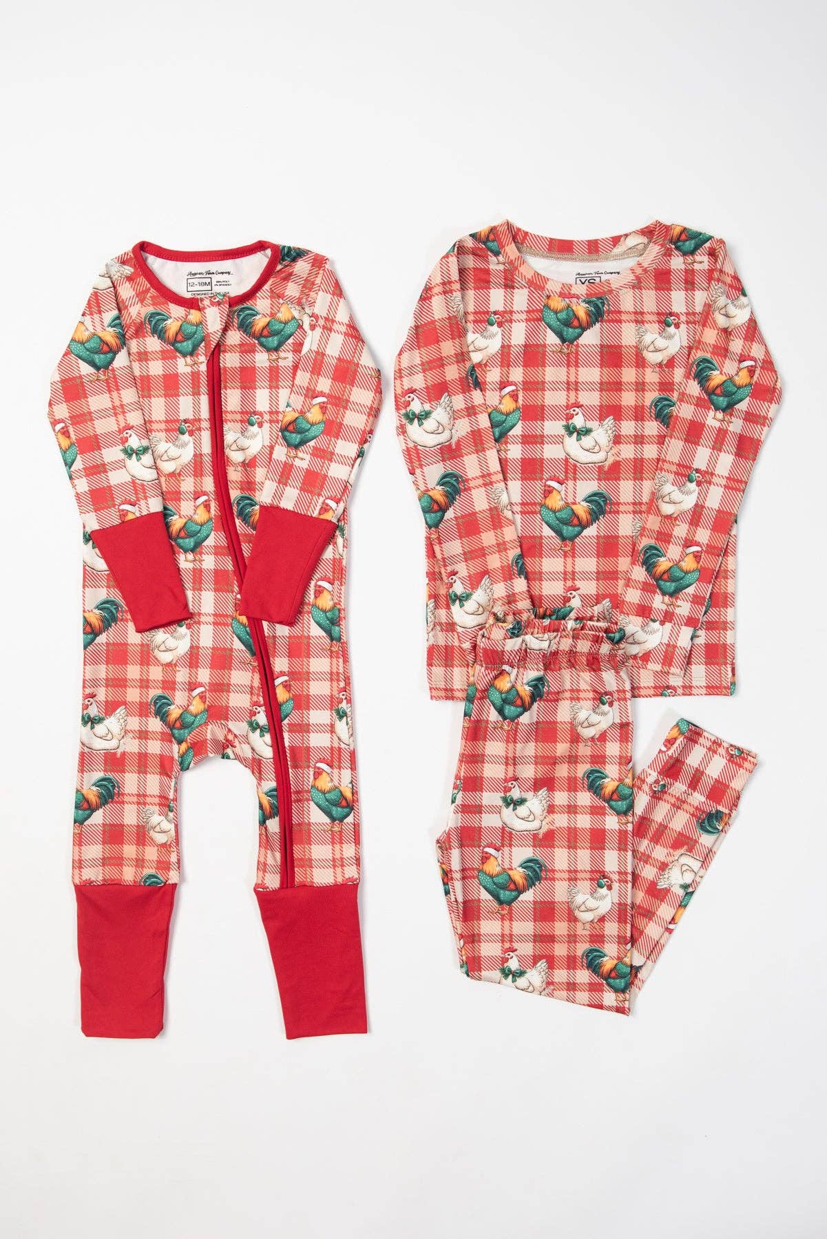 American Farm Company – wholesale Sleepsuit – Baby – Christmas Chickens Plaid Baby Zippy10