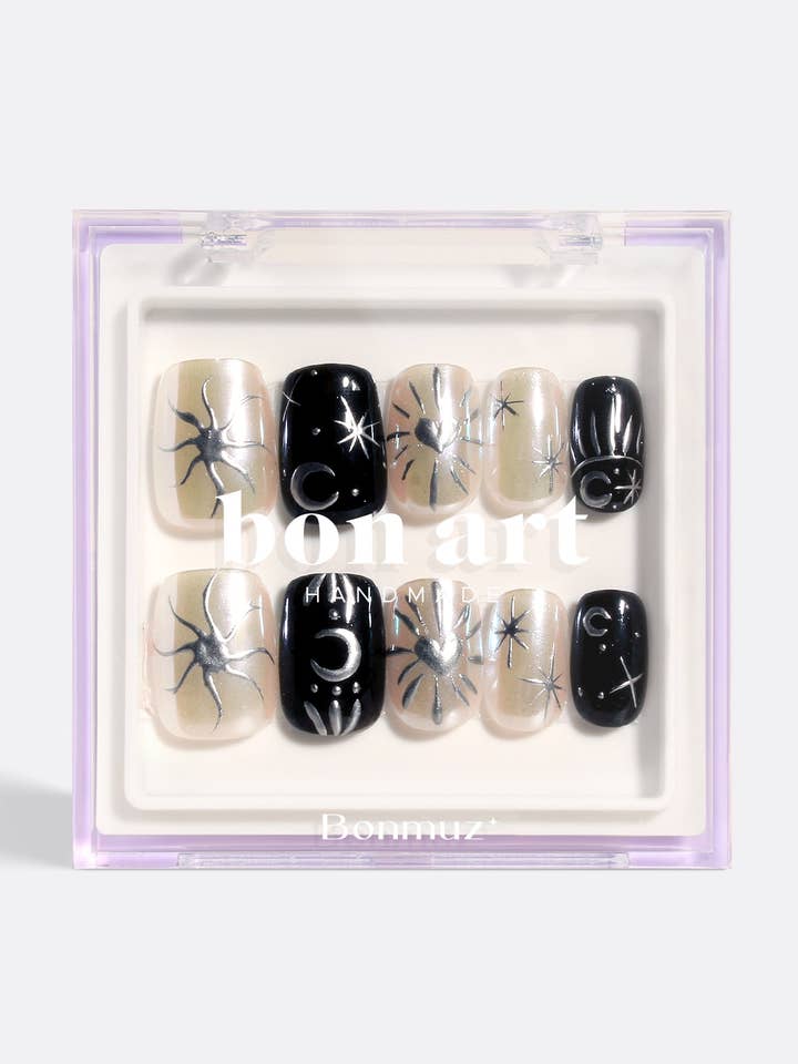 Monochrome Eclipse | Pro Handmade Gel Nails for wholesale by Bonmuz