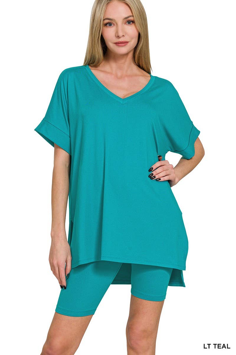 Vanilla Monkey – wholesale Top & short set (NOT loungewear) – Women’s – Brushed Dty Microfiber V-neck Top And Biker Shorts29