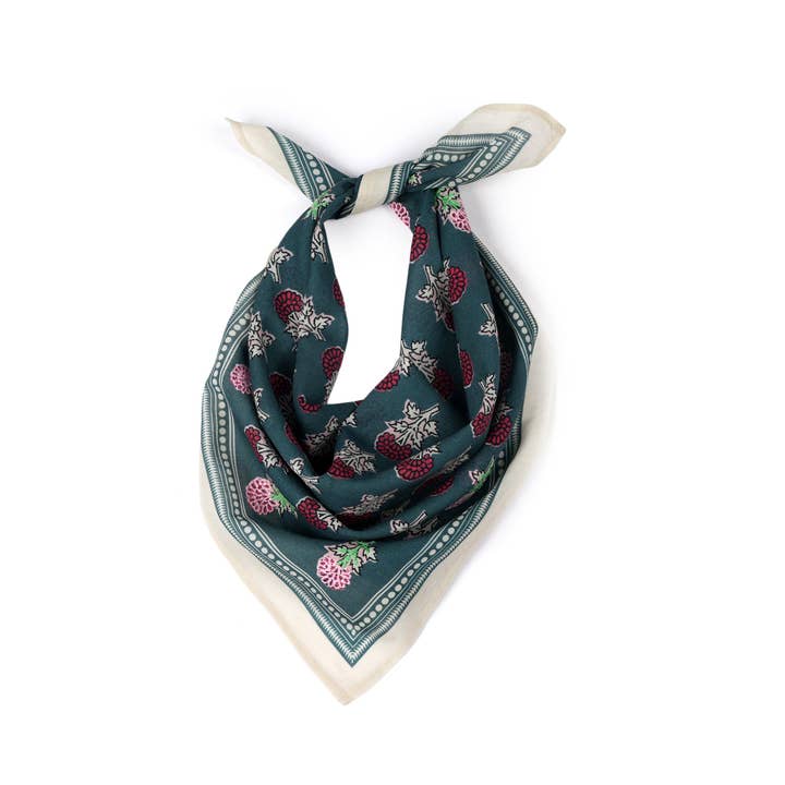 Heritage Bloom Embroidered Bandana - Slate Teal for wholesale by Vismaya - A Brand by Shivani LLC