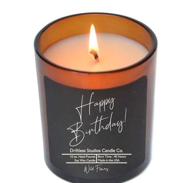 Driftless Studios - Wholesale Jar/Filled Candle - Happy Birthday Candle - Soy Wax Candles - Birthday Candles